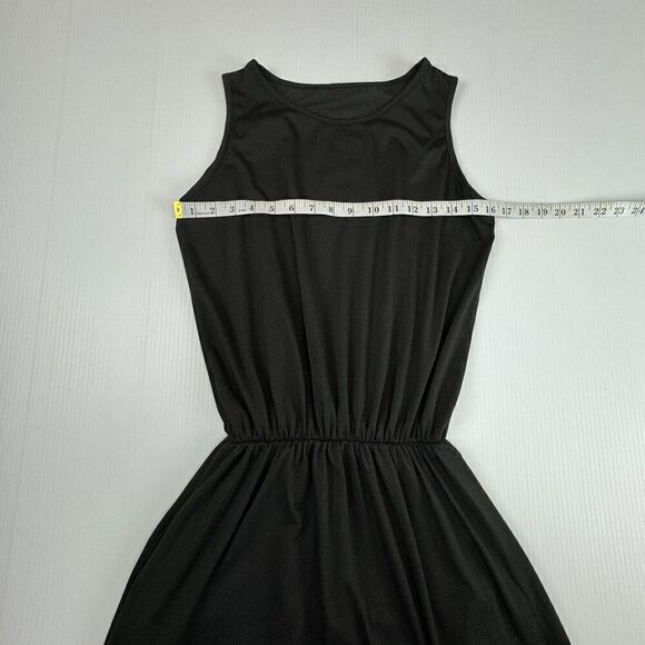 Black Sleeveless Maxi Dress Split Solid Color Casual Size Small Lightweight - Picture 7 of 12